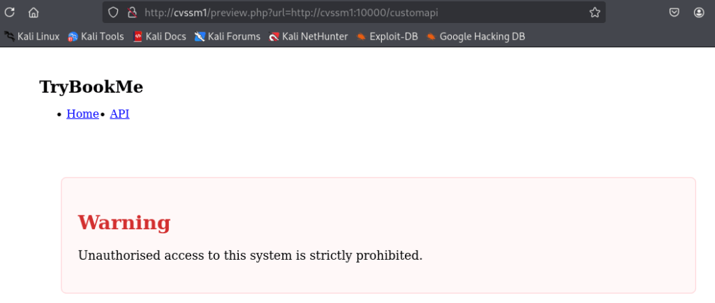 The /customapi endpoint