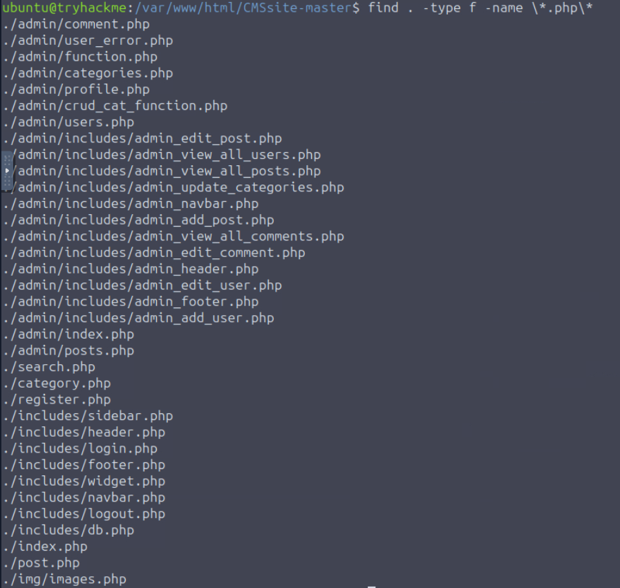 List of PHP files