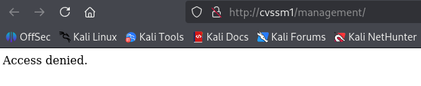 Access to the /management/ directory is denied