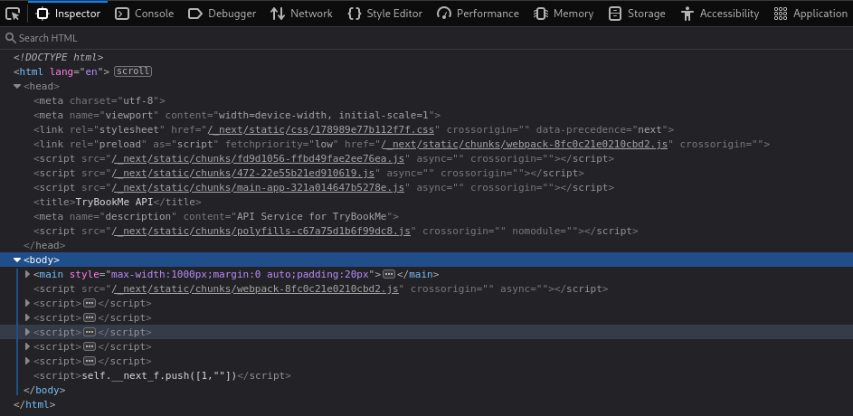 The application uses Next.js framework