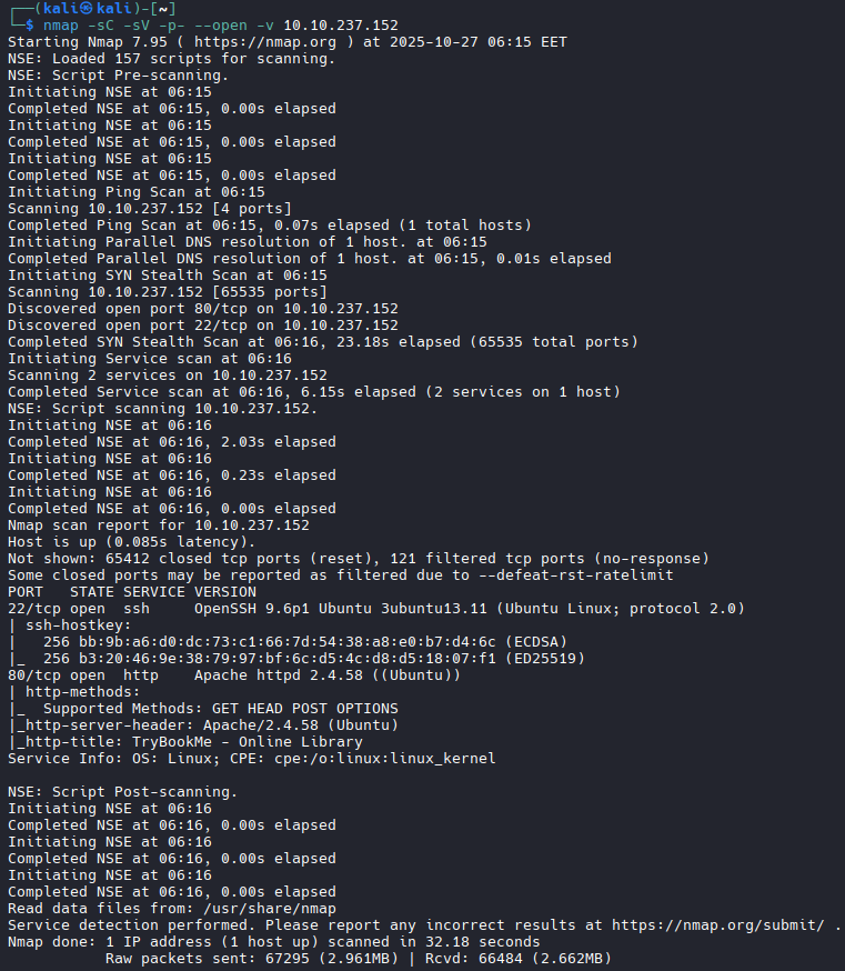Port scan results
