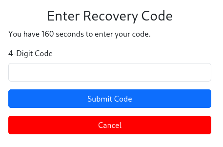 Recovery Code form
