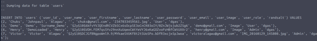 Dump of the <code data-enlighter-language=