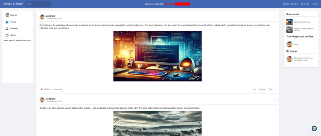 Logged in as a Moderator