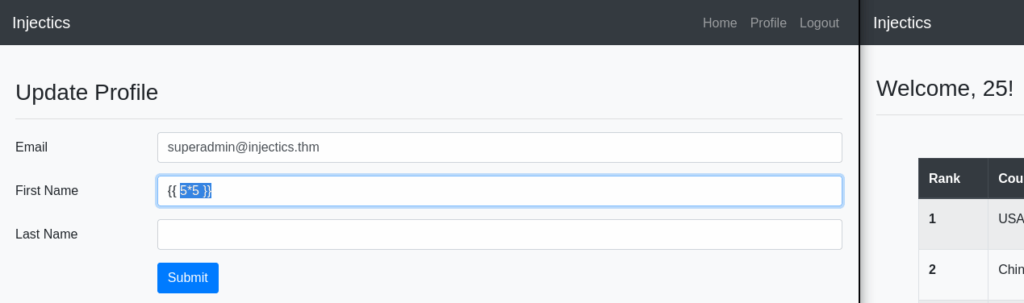 Successful SSTI attack
