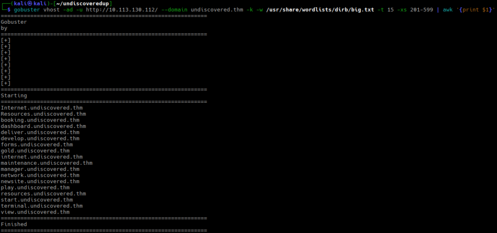 Virtual host scan results