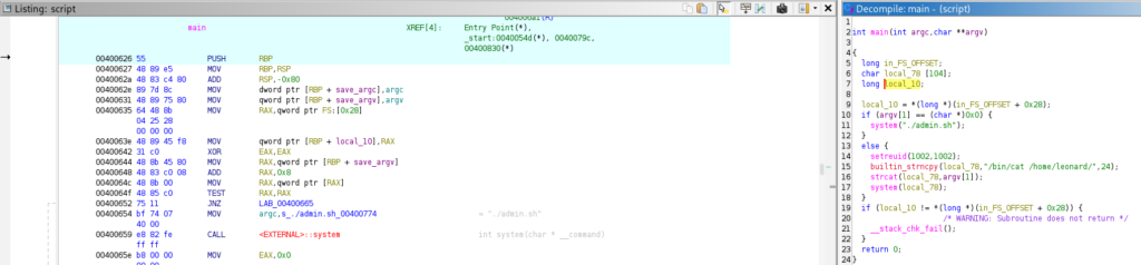 Decompiled /home/william/script